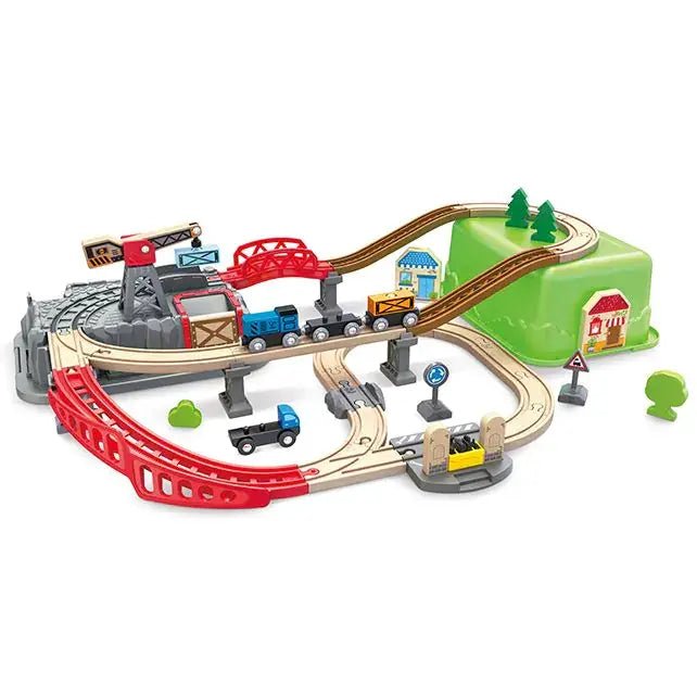 Hape | Railway | Bucket - Builder - Set | 50 delig | 50 x 14 x 80 cm | 3+ - Kleine Eland