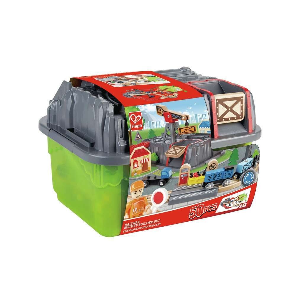 Hape | Railway | Bucket - Builder - Set | 50 delig | 50 x 14 x 80 cm | 3+ - Kleine Eland