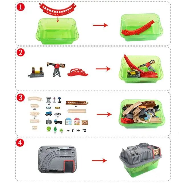 Hape | Railway | Bucket - Builder - Set | 50 delig | 50 x 14 x 80 cm | 3+ - Kleine Eland