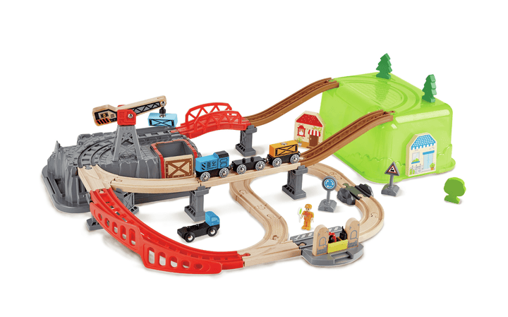 Hape | Railway | Bucket - Builder - Set | 50 delig | 50 x 14 x 80 cm | 3+ - Kleine Eland