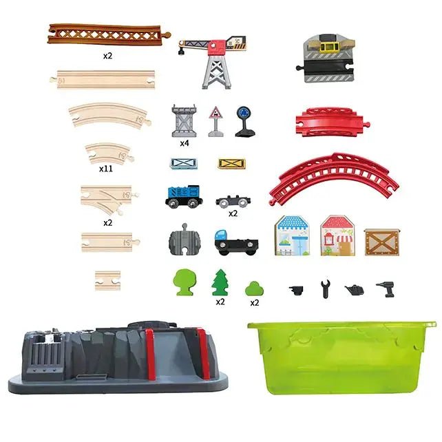 Hape | Railway | Bucket - Builder - Set | 50 delig | 50 x 14 x 80 cm | 3+ - Kleine Eland