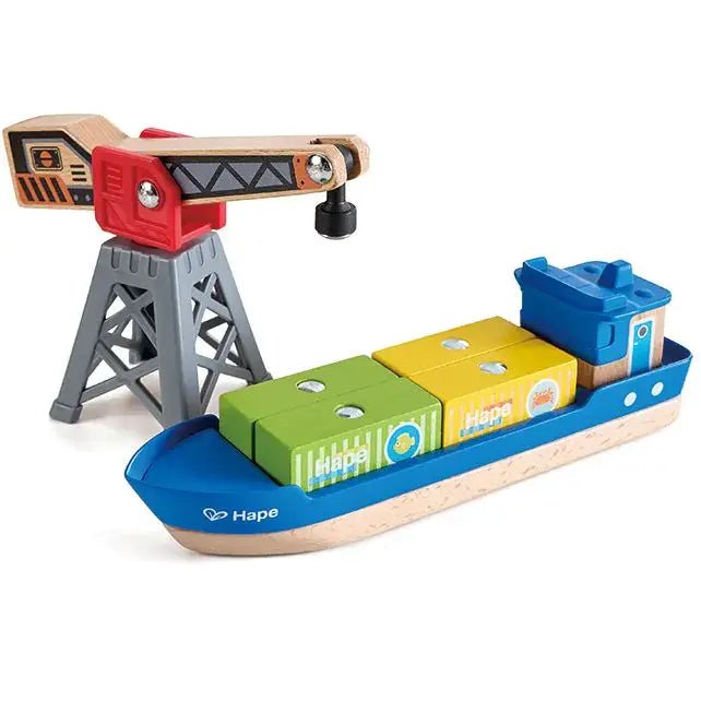 Hape | Railway | Cargo Ship &amp; Crane | 3+ - Kleine Eland