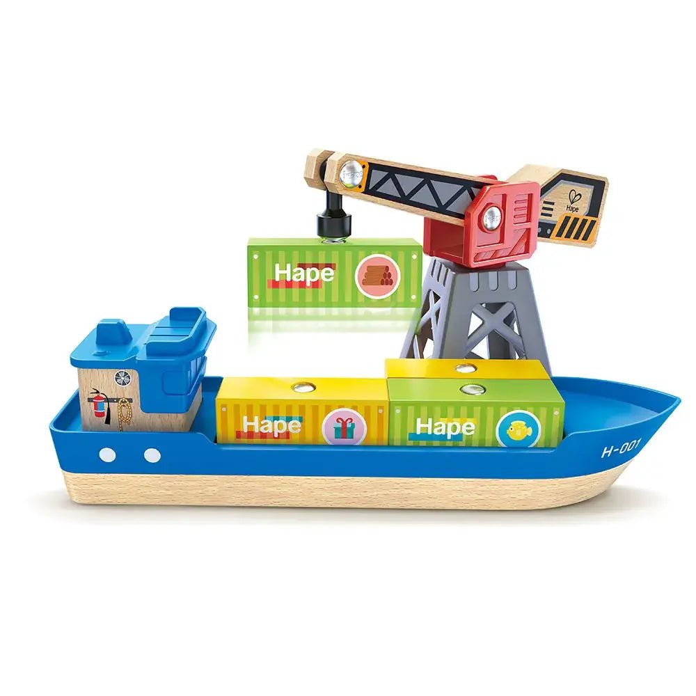 Hape | Railway | Cargo Ship &amp; Crane | 3+ - Kleine Eland