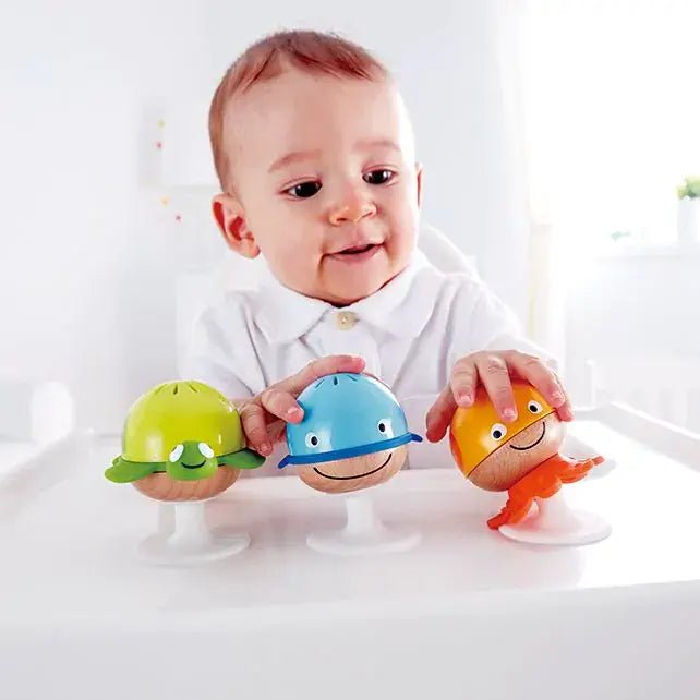 Hape | Stay - put Rattle Set | 3 delig | 8 cm | 0+ - Kleine Eland