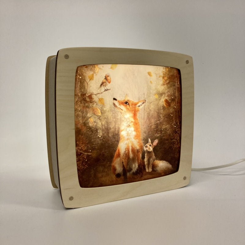 Het Houtlokael | Houten Lampje | Luxe uitvoering | Esdoorn | Wissellamp | Toverlamp | 23,5 x 9 x 23 cm | inclusief 1 afbeelding - Kleine Eland