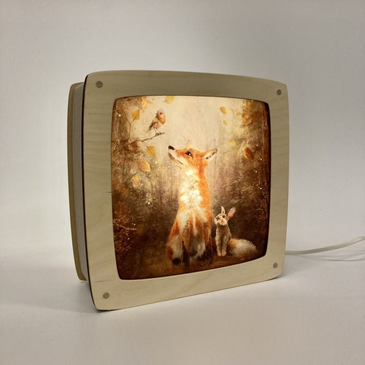 Het Houtlokael | Houten Lampje | Luxe uitvoering | Esdoorn | Wissellamp | Toverlamp | 23,5 x 9 x 23 cm | inclusief 1 afbeelding - Kleine Eland