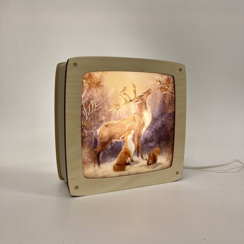 Het Houtlokael | Houten Lampje | Luxe uitvoering | Esdoorn | Wissellamp | Toverlamp | 23,5 x 9 x 23 cm | inclusief 1 afbeelding - Kleine Eland