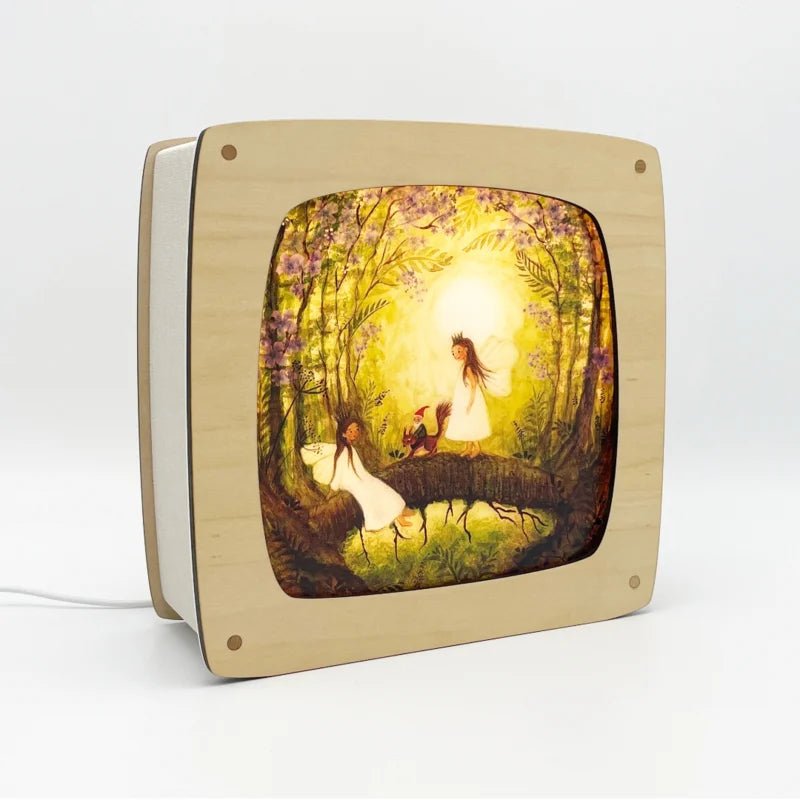 Het Houtlokael | Houten Lampje | Luxe uitvoering | Esdoorn | Wissellamp | Toverlamp | 23,5 x 9 x 23 cm | inclusief 1 afbeelding - Kleine Eland