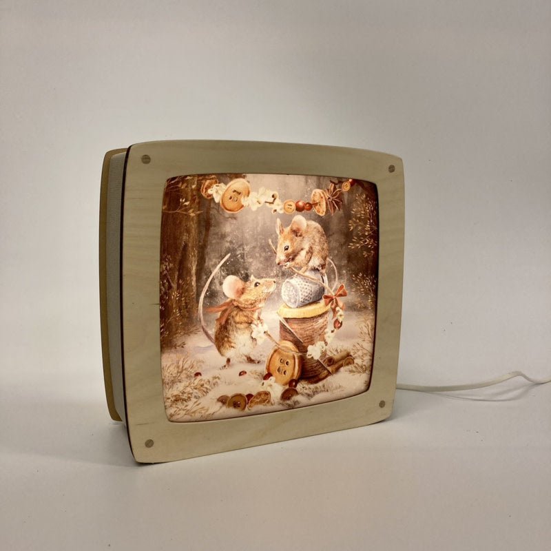 Het Houtlokael | Houten Lampje | Luxe uitvoering | Esdoorn | Wissellamp | Toverlamp | 23,5 x 9 x 23 cm | inclusief 1 afbeelding - Kleine Eland