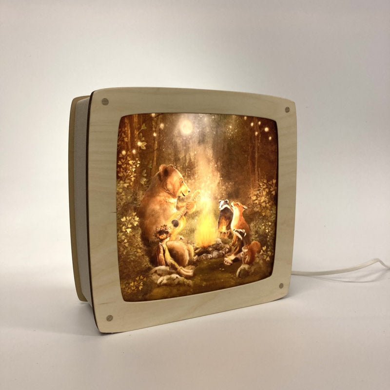 Het Houtlokael | Houten Lampje | Luxe uitvoering | Esdoorn | Wissellamp | Toverlamp | 23,5 x 9 x 23 cm | inclusief 1 afbeelding - Kleine Eland