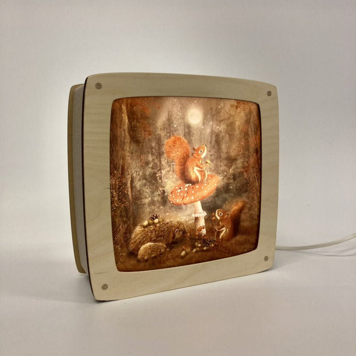 Het Houtlokael | Houten Lampje | Luxe uitvoering | Esdoorn | Wissellamp | Toverlamp | 23,5 x 9 x 23 cm | inclusief 1 afbeelding - Kleine Eland