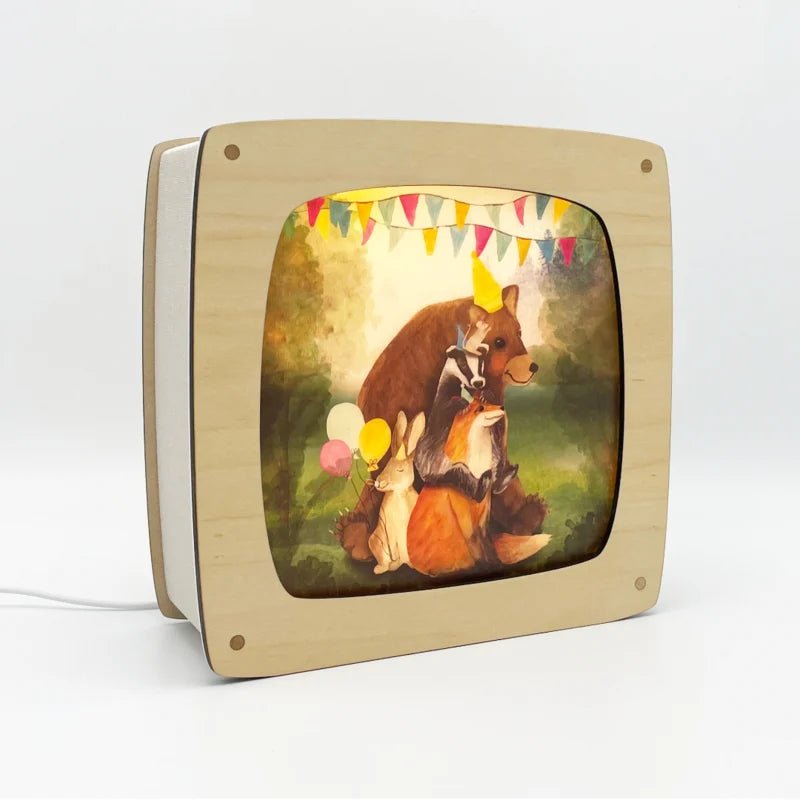 Het Houtlokael | Houten Lampje | Luxe uitvoering | Esdoorn | Wissellamp | Toverlamp | 23,5 x 9 x 23 cm | inclusief 1 afbeelding - Kleine Eland