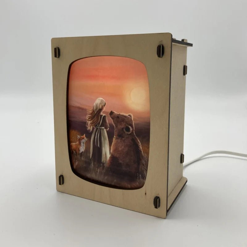 Het Houtlokael | Houten Lampje voor kaartje of Foto | inclusief kaart - Kleine Eland