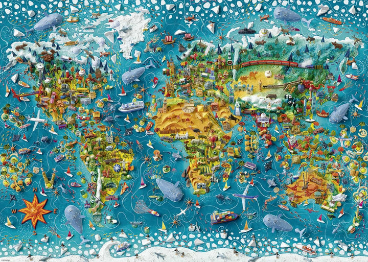 Heye | The World | Map Art | Miniature World | 96,6 x 68,6 cm | 2000 stukjes - Kleine Eland