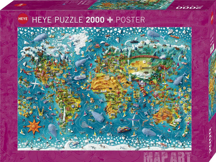 Heye | The World | Map Art | Miniature World | 96,6 x 68,6 cm | 2000 stukjes - Kleine Eland