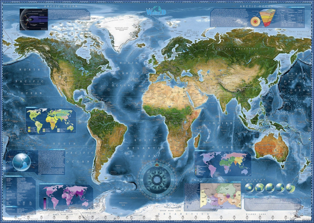 Heye | The World Puzzles | Satellite Map | 96,6 x 68,6 cm | 2000 stukjes - Kleine Eland