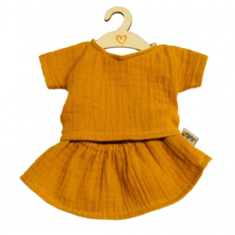 Hollie | Poppenkleding | Setje met rok | Ochre | 34 cm - Kleine Eland