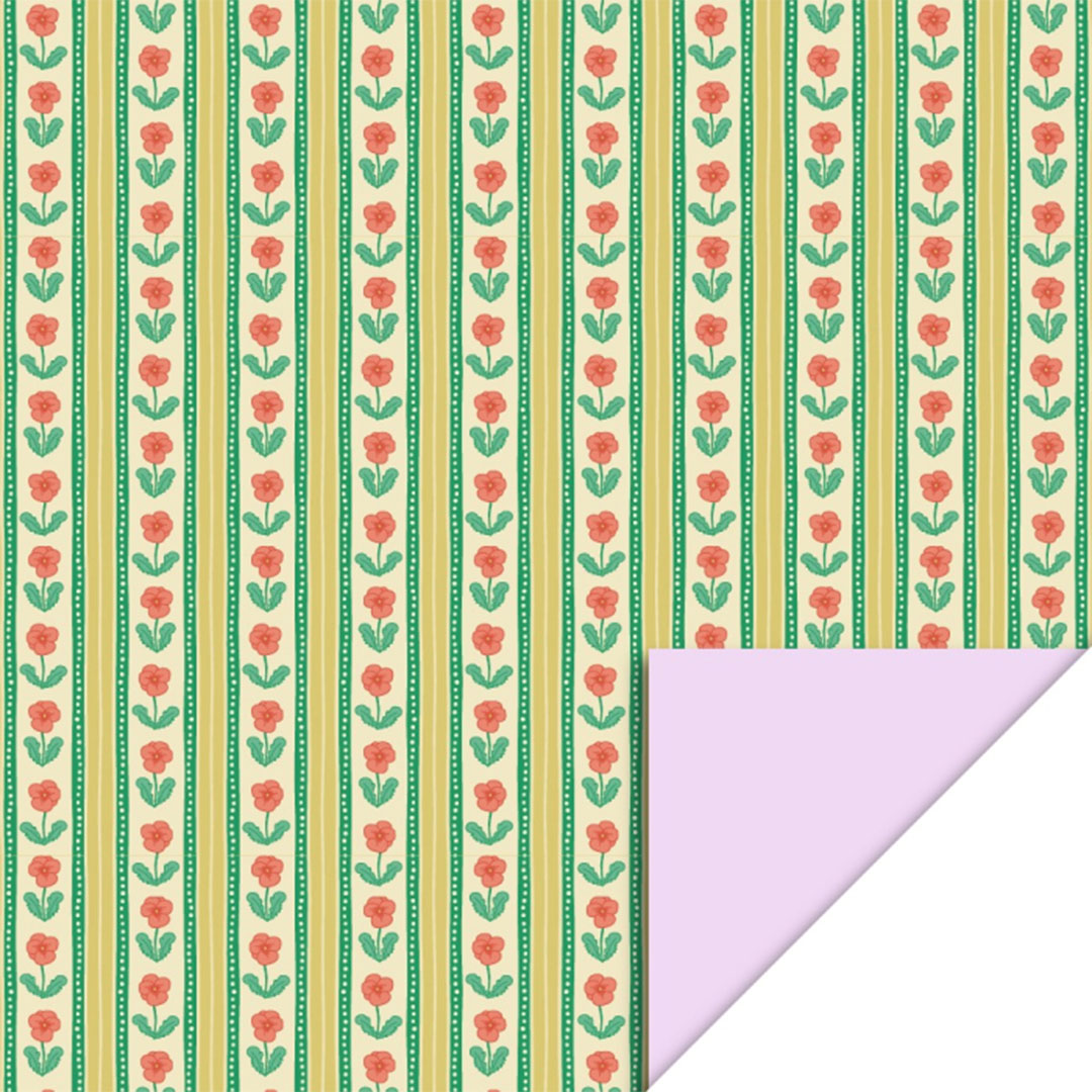 HOP cadeaupapier Floral Stripe Pastel Pink
