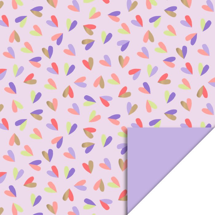 HOP Cadeaupapier | Hearts Duo Blue | Lilac | 70 cm x 3 mtr - Kleine Eland