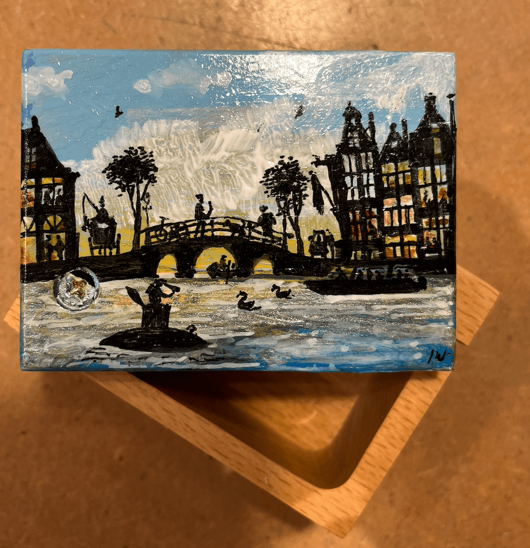Houten Kistje | met de hand beschilderd | inclusief Muziekmechaniek van € 7,50 - Kleine Eland