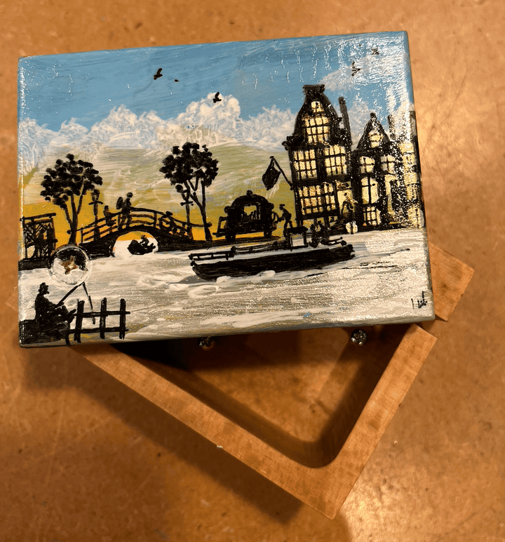 Houten Kistje | met de hand beschilderd | inclusief Muziekmechaniek van € 7,50 - Kleine Eland