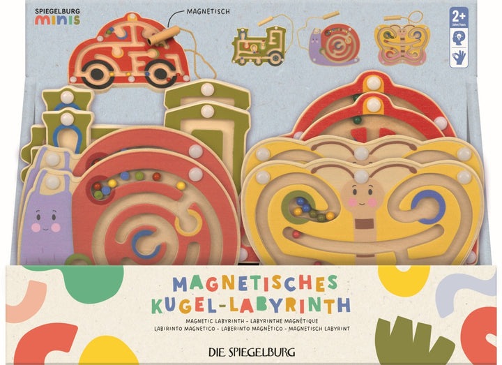 Spiegelburg Minis-display met vier houten magnetische labyrinten