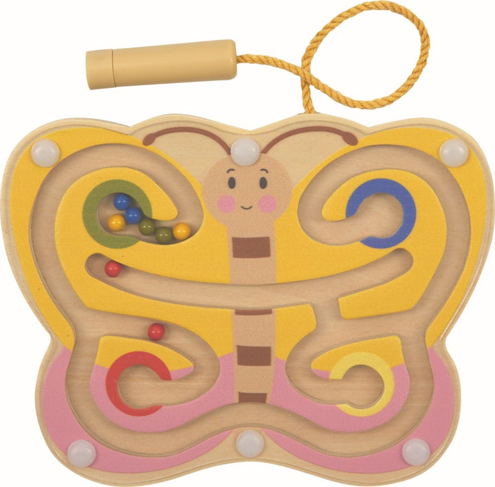 Houten magnetisch labyrint in vlindervorm met magnetische pen