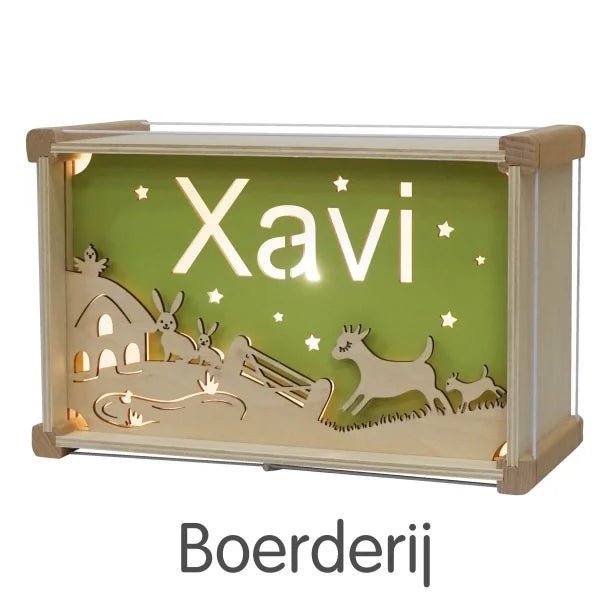 Houten Naamlampje Deluxe | Kies je thema en kleur - Kleine Eland