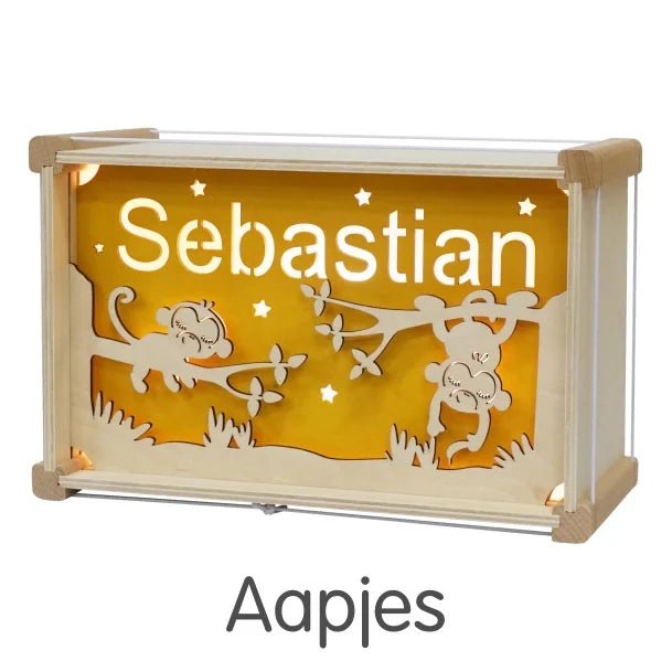 Houten Naamlampje Deluxe | Kies je thema en kleur - Kleine Eland