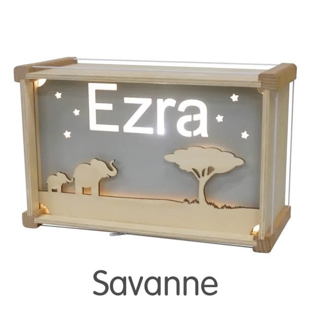 Houten Naamlampje Deluxe | Kies je thema en kleur - Kleine Eland