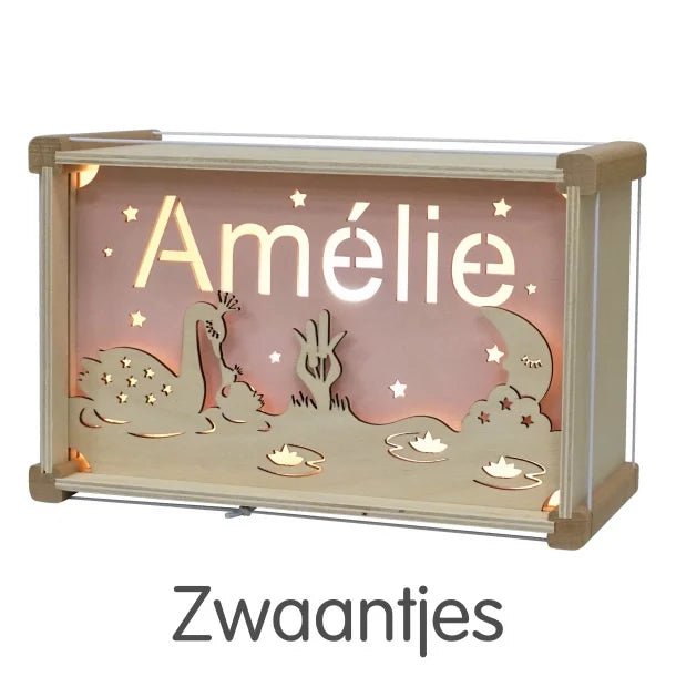 Houten Naamlampje Deluxe | Kies je thema en kleur - Kleine Eland