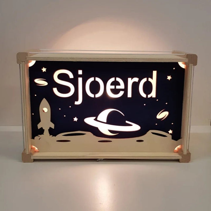 Houten Naamlampje Deluxe | Kies je thema en kleur - Kleine Eland