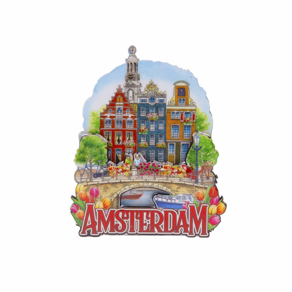 Koelkastmagneet Amsterdam 3 huisjes op brug