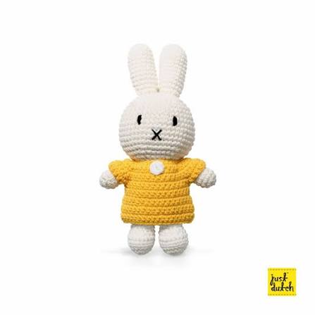 Gehaakte Knuffel | Miffy/Nijntje | Gele Dress | 25 cm | 100 % Cotton | 3+