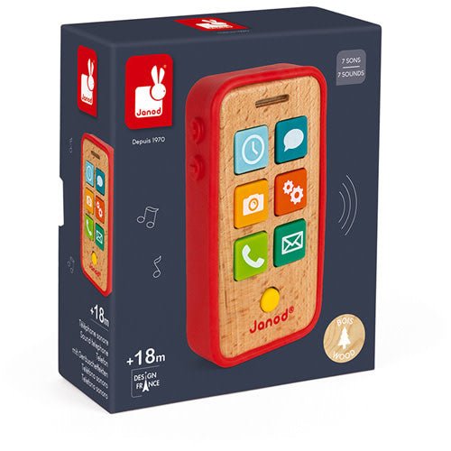 Janod | Houten Telefoon Met Geluid | 14 cm | 1+ - Kleine Eland