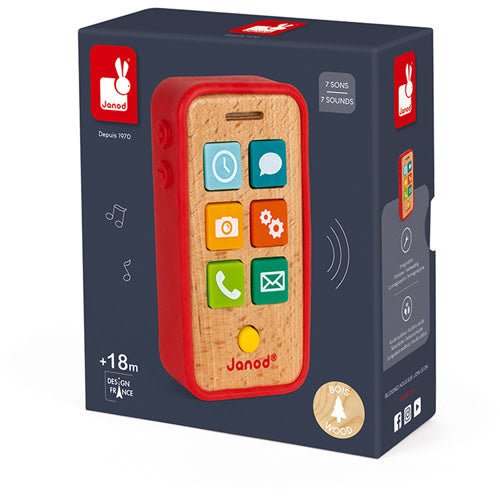 Janod | Houten Telefoon Met Geluid | 14 cm | 1+ - Kleine Eland