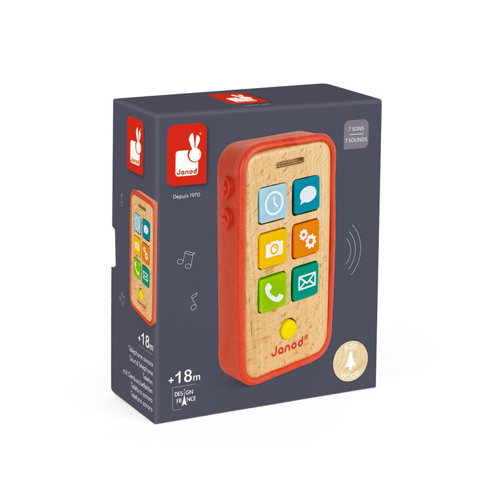 Janod | Houten Telefoon Met Geluid | 14 cm | 1+ - Kleine Eland