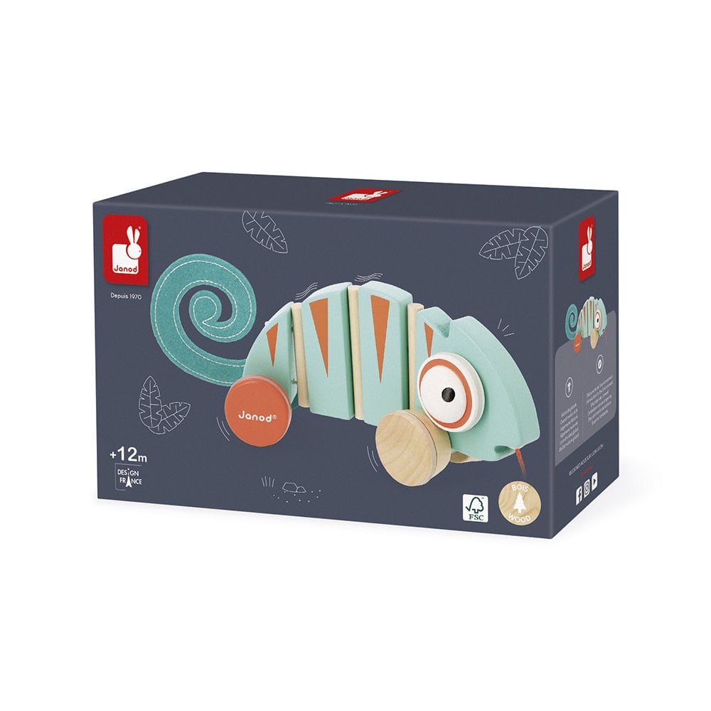 Janod | Houten Trekfiguur | Tropik | Kameleon | 1+ - Kleine Eland
