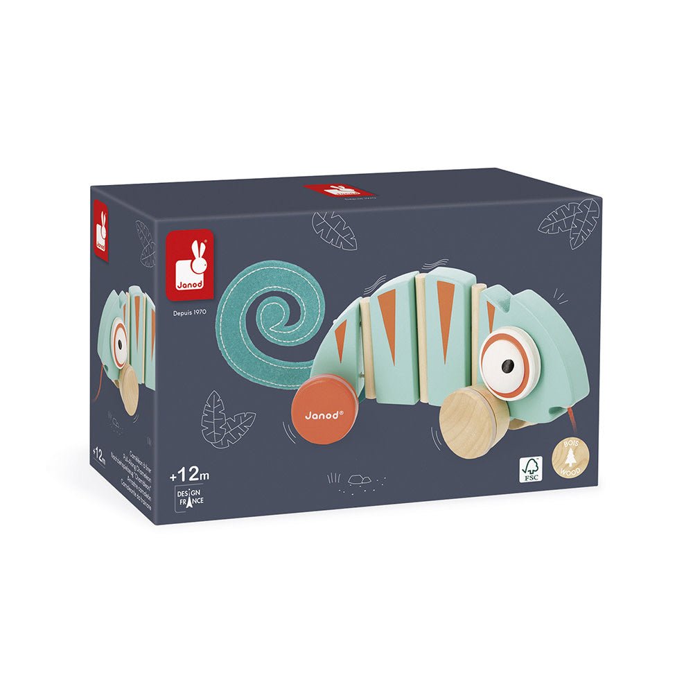 Janod | Houten Trekfiguur | Tropik | Kameleon | 1+ - Kleine Eland