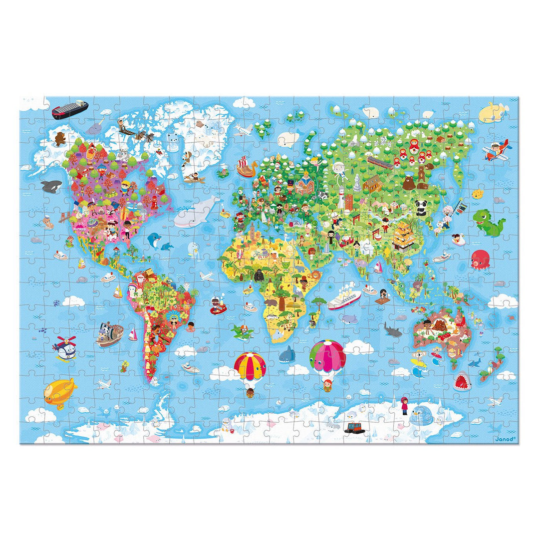 Janod | Puzzel | De wereld | Giant | 99 x 69 cm | 300 stukjes | 7+ - Kleine Eland
