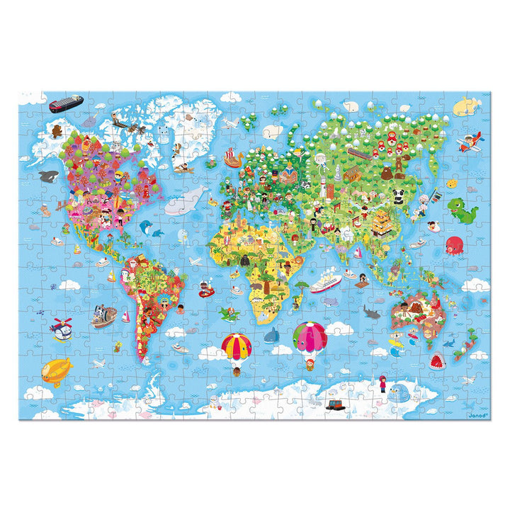 Janod | Puzzel | De wereld | Giant | 99 x 69 cm | 300 stukjes | 7+ - Kleine Eland