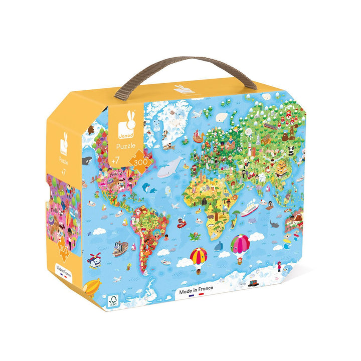 Janod | Puzzel | De wereld | Giant | 99 x 69 cm | 300 stukjes | 7+ - Kleine Eland