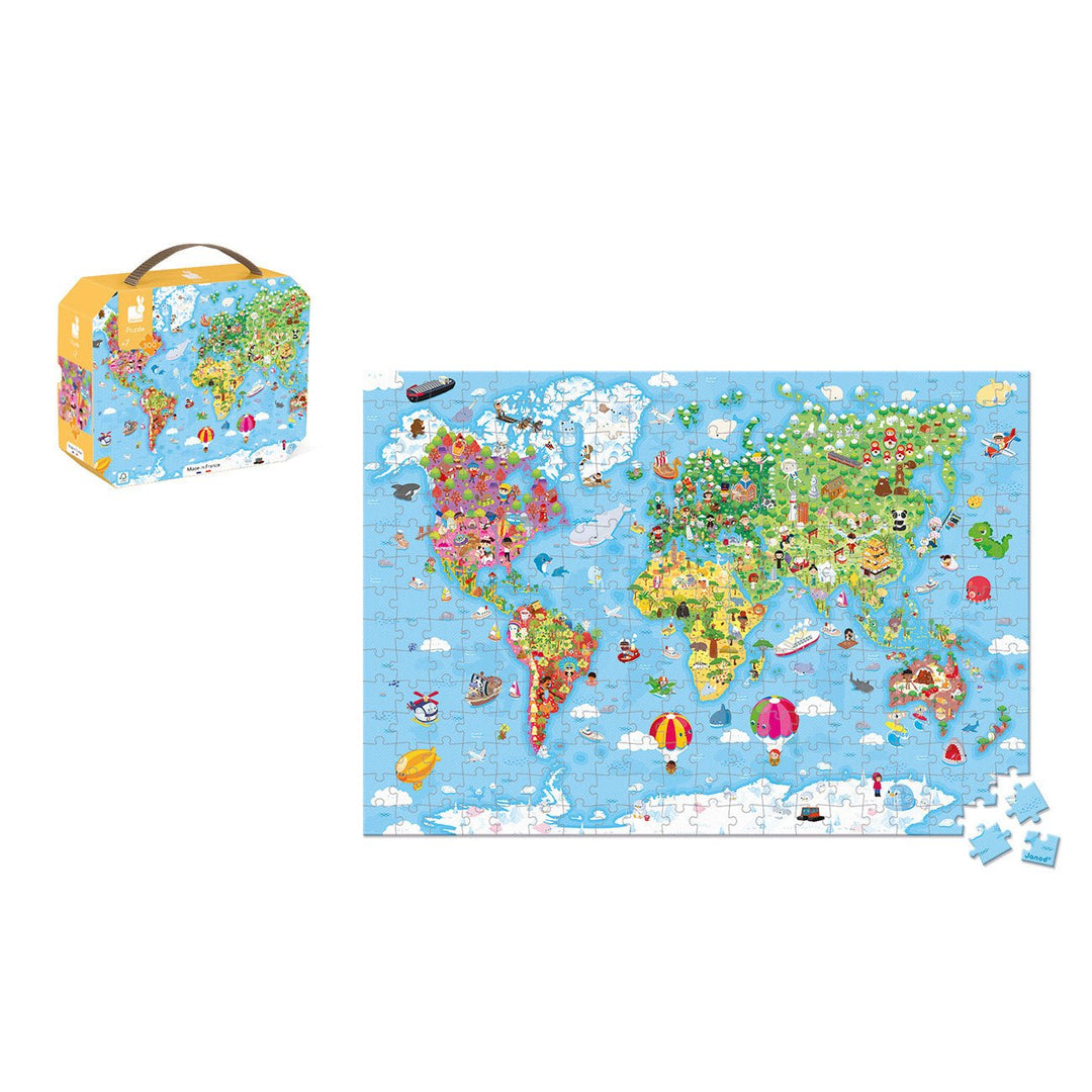Janod | Puzzel | De wereld | Giant | 99 x 69 cm | 300 stukjes | 7+ - Kleine Eland