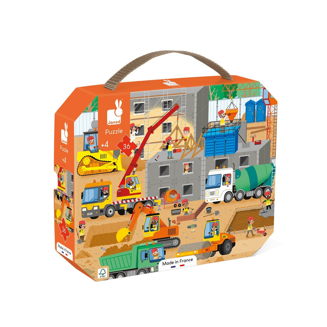 Janod | Puzzel | Op de Bouwplaats | 50 x 40 cm | 36 stukjes | 3+ - Kleine Eland