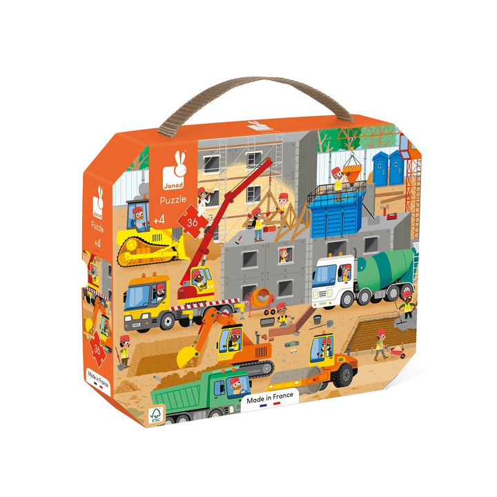 Janod | Puzzel | Op de Bouwplaats | 50 x 40 cm | 36 stukjes | 3+ - Kleine Eland