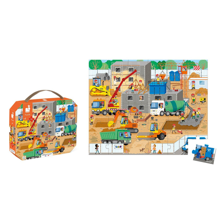 Janod | Puzzel | Op de Bouwplaats | 50 x 40 cm | 36 stukjes | 3+ - Kleine Eland