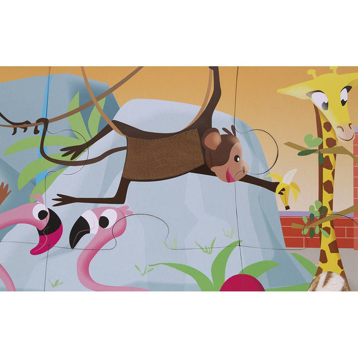 Janod | Voelpuzzel | Een dag in de Dierentuin | 65x 50 cm | 20 stukjes | 2+ - Kleine Eland