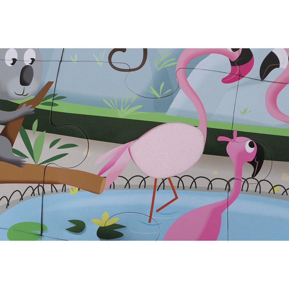 Janod | Voelpuzzel | Een dag in de Dierentuin | 65x 50 cm | 20 stukjes | 2+ - Kleine Eland