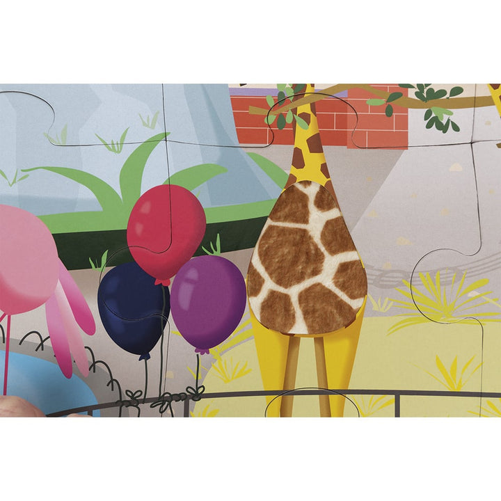 Janod | Voelpuzzel | Een dag in de Dierentuin | 65x 50 cm | 20 stukjes | 2+ - Kleine Eland