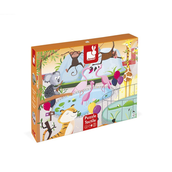 Janod | Voelpuzzel | Een dag in de Dierentuin | 65x 50 cm | 20 stukjes | 2+ - Kleine Eland
